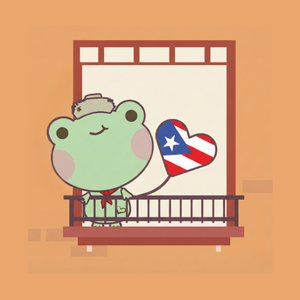 Bilingual Latino character Luis from Ecuador standing on a balcony with the Ecuadorian flag, representing Ecuadorian culture and Spanish language.